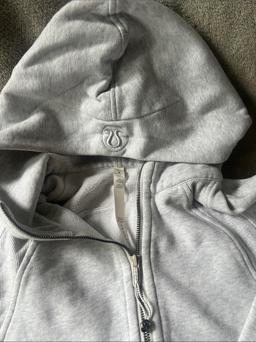 lululemon athletica Light Gray Full-Zip Hoodie with Embroidered Logo